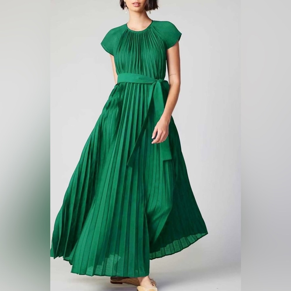 NWT Current Air Mona Pleated Maxi Dress Green Size Medium - Picture 2 of 16